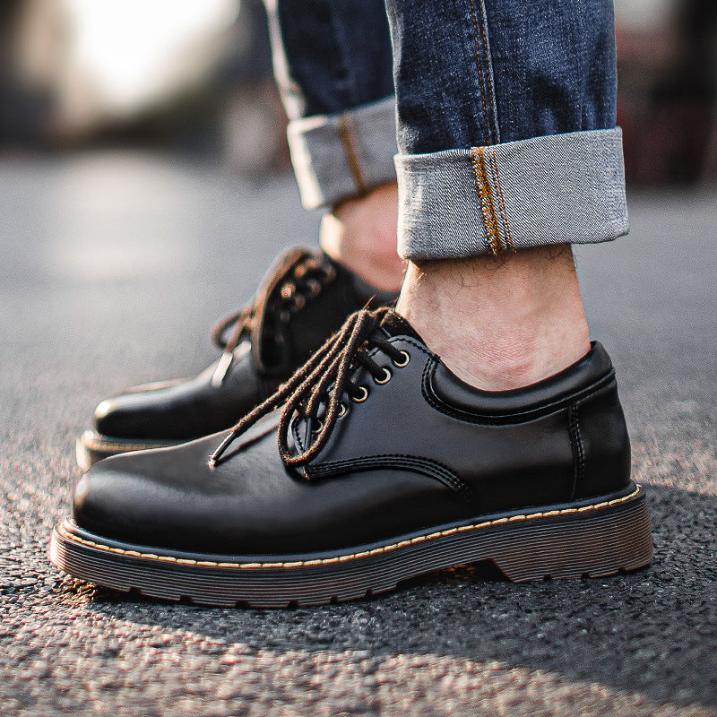 Men Minimalist Leather Flat Casual Work Shoes-RAIIFY