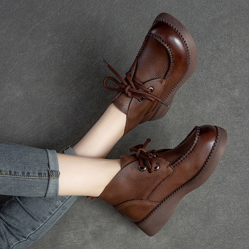 Women Minimalist Soft Leather Casual Ankle Boots-RAIIFY