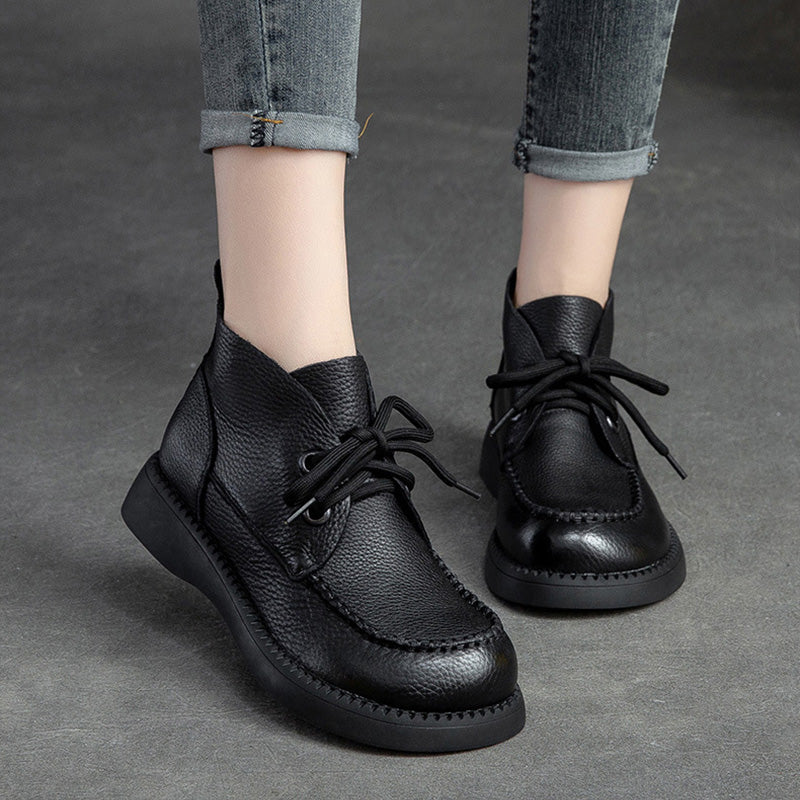 Women Minimalist Soft Leather Casual Ankle Boots-RAIIFY