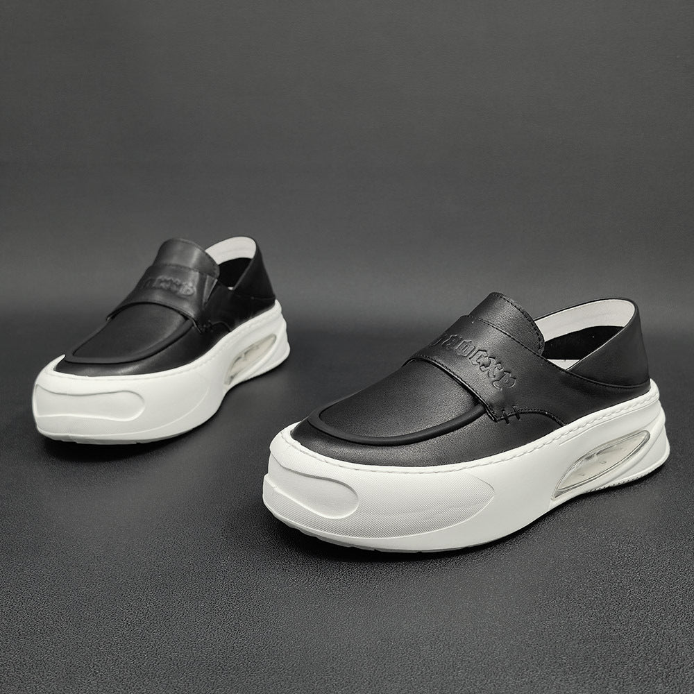 Men Casual Minimalist Leather Thick Soled Loafers-RAIIFY