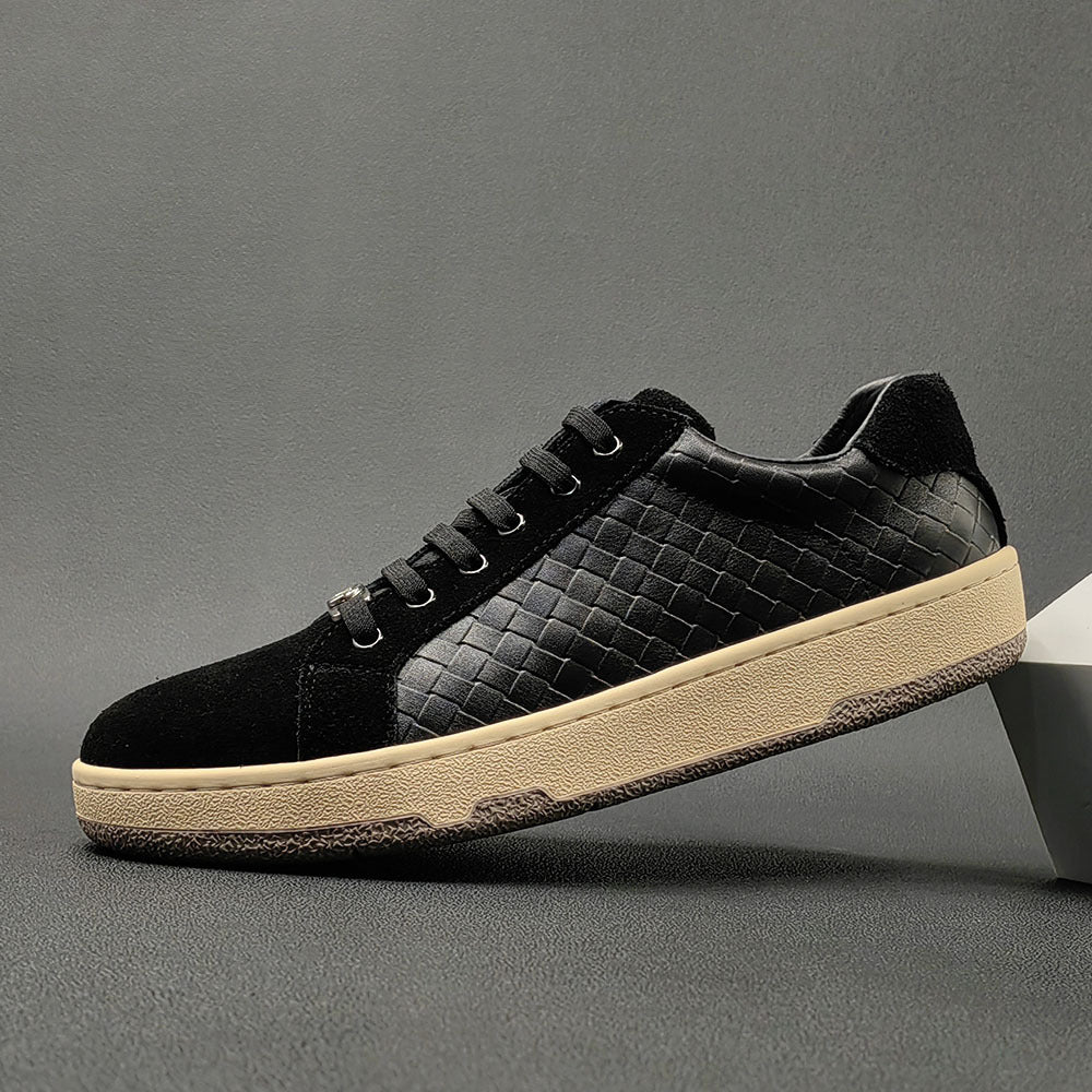 Men Fashion Minimalist Patchwork Leather Flat Casual Shoes-RAIIFY