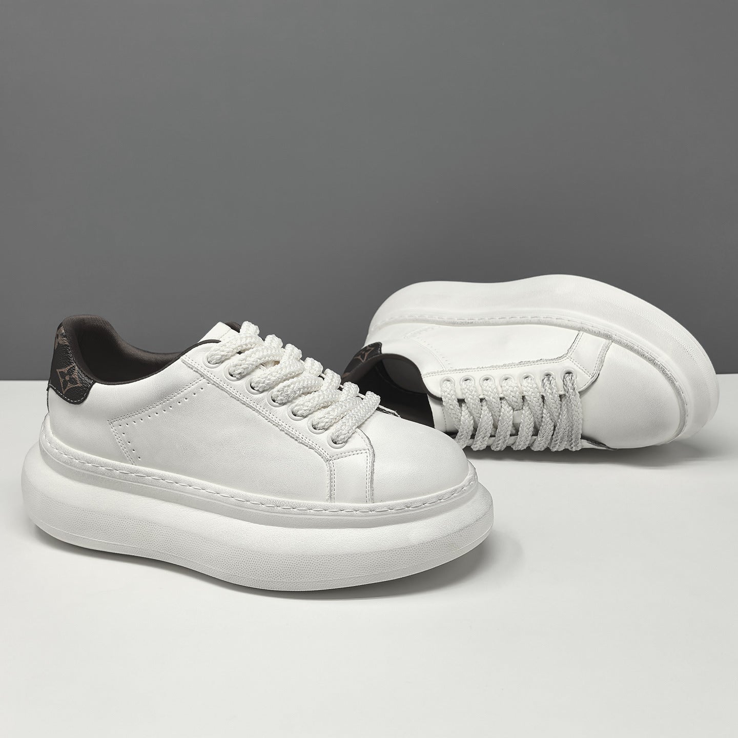 Men's Minimalist Quilted Leather Thick Soled Casual Sneakers-RAIIFY