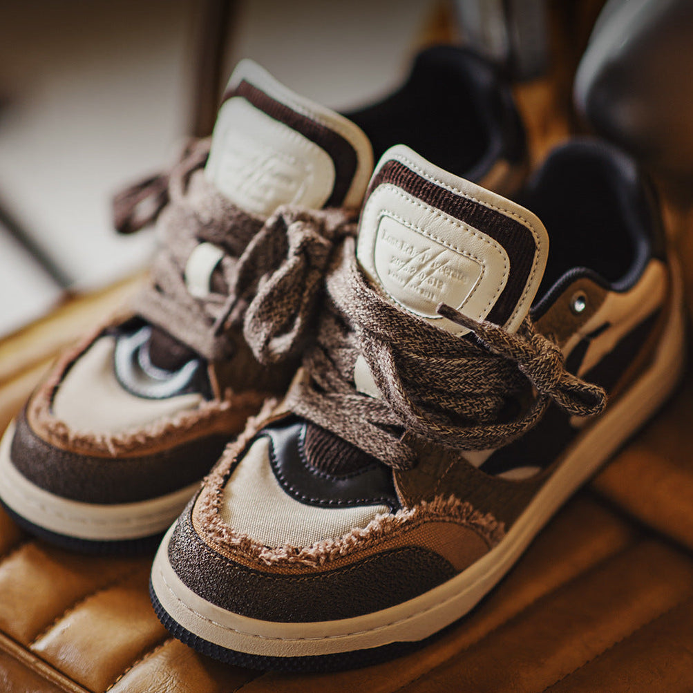 Men's Chic Patchwork Leather Breathable Casual Court Sneakers-RAIIFY