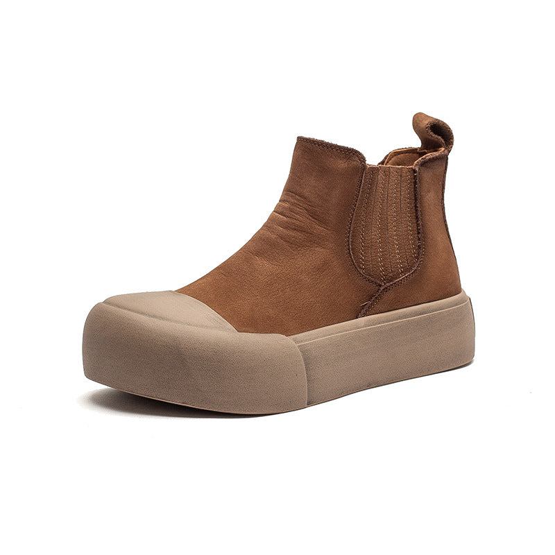 Women's Retro Leather Casual Slip-on Ankle Boots-RAIIFY