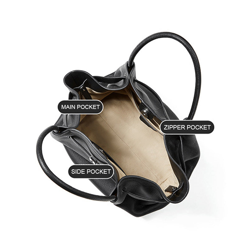 Women's Stylish Plain Cowhide Casual Shoulder Tote Bag-RAIIFY