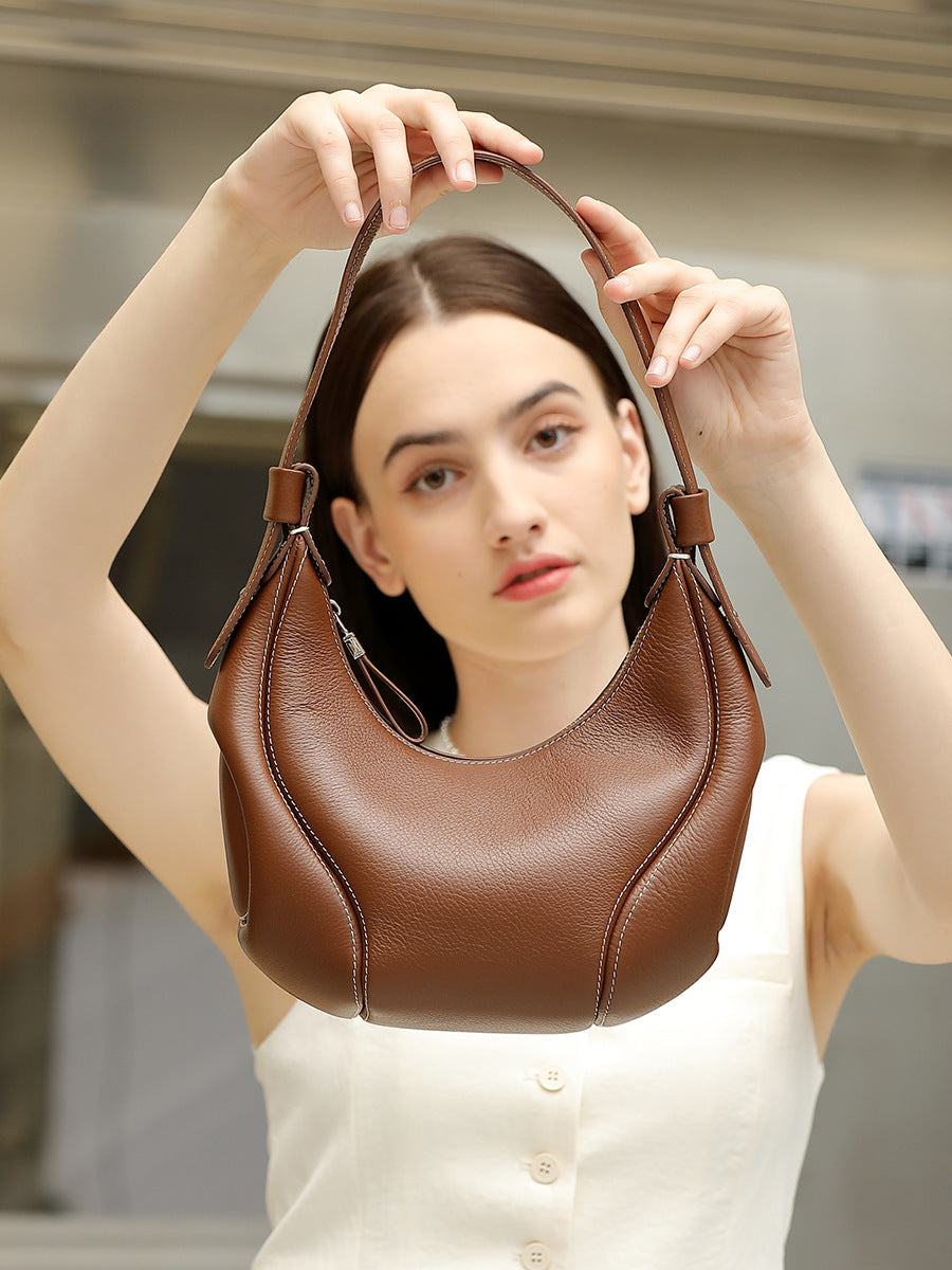 Women's Retro Plain Leather Casual Shoulder Bag-RAIIFY