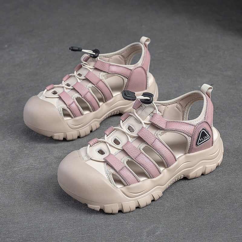 Women Summer Leather Free-Lace Casual Sandals-RAIIFY