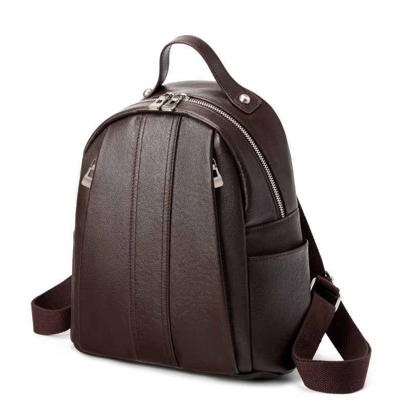 Women Minimalism Soft Plain Cowhide Mini Backpack-RAIIFY