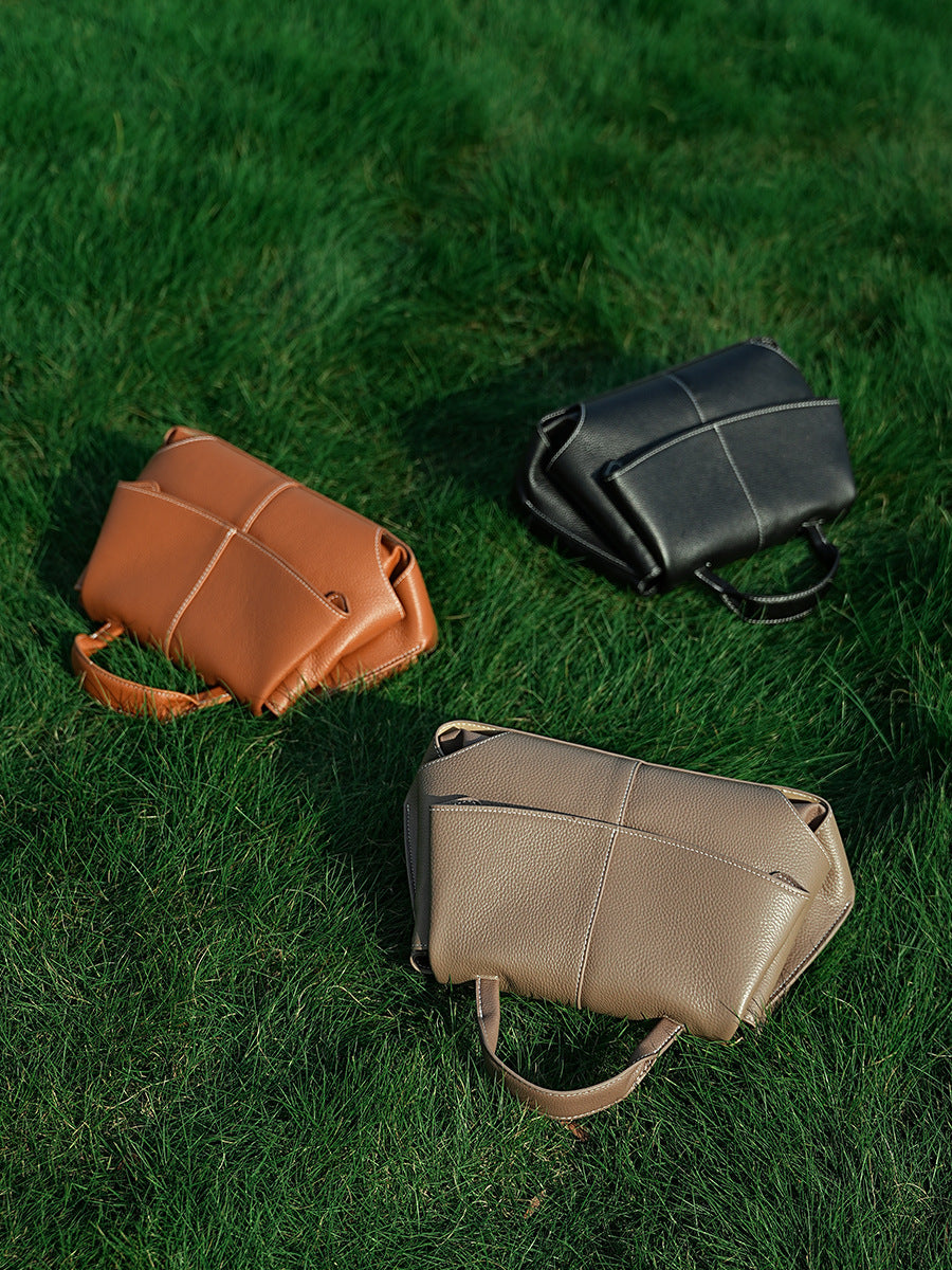 Women's Minimalist Fashion Cowhide Satchel Bag-RAIIFY