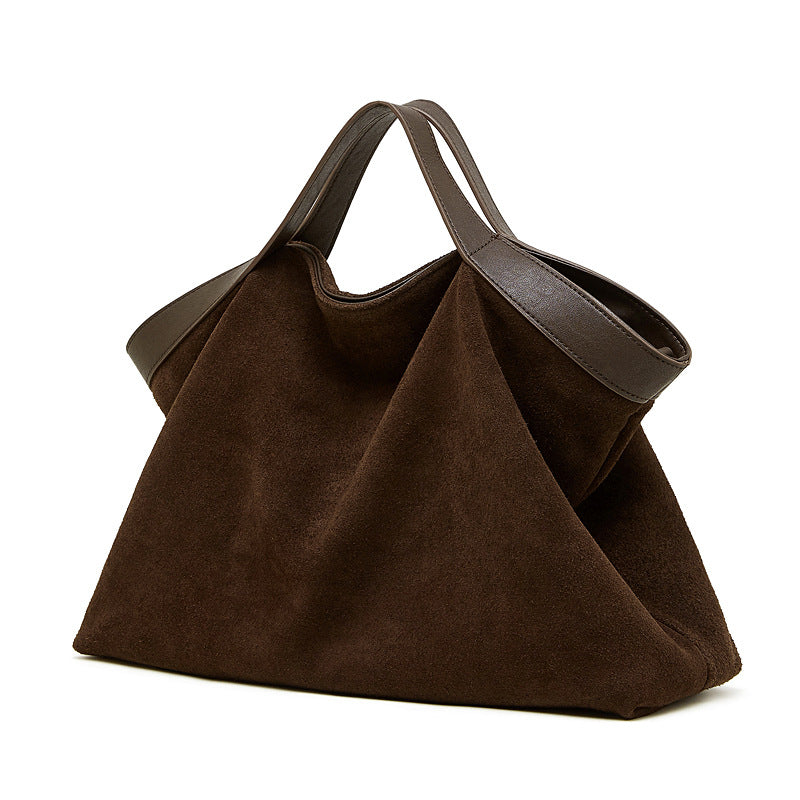 Women’s Suede Leather Retro Bucket Tote Bag-RAIIFY