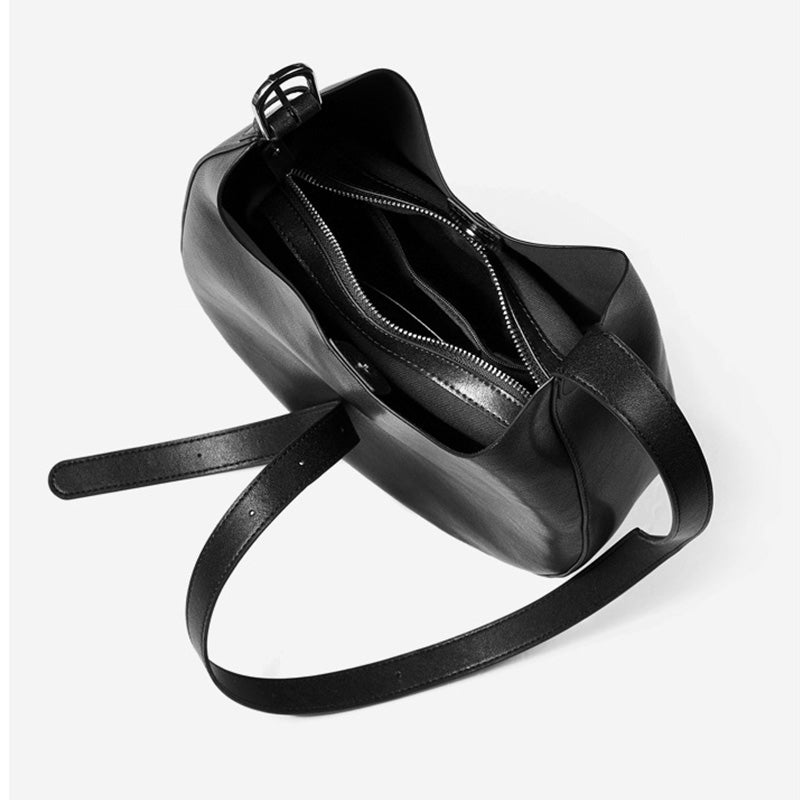 Women’s Minimalist Leather Crescent Underarm Bag-RAIIFY