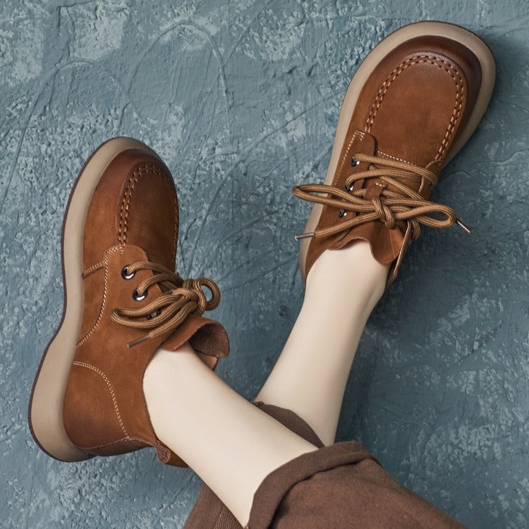 Women Retro Leather Handmade Casual Ankle Boots-RAIIFY