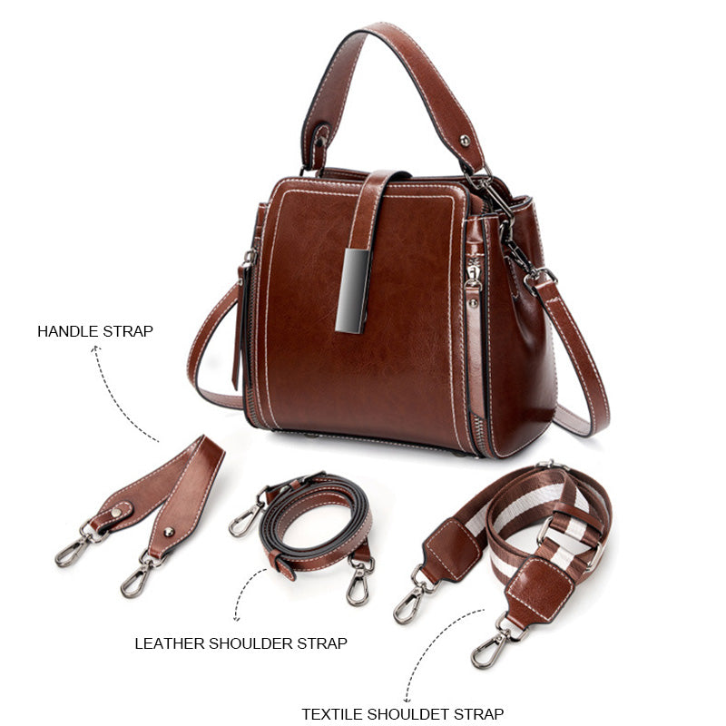 Women Vintage Leather Casual Satchel Bag-RAIIFY