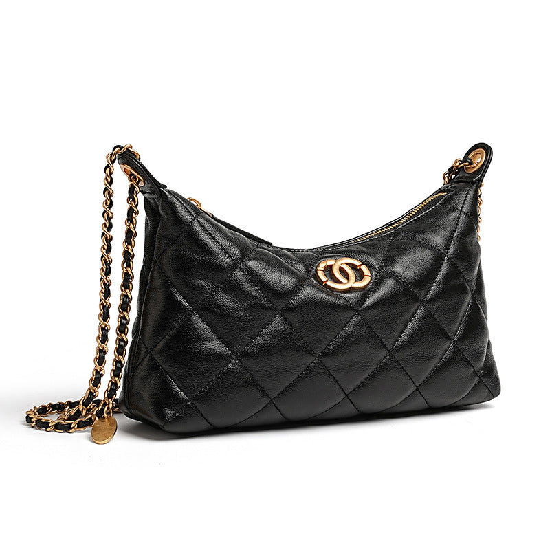 Women’s Chic Sheepskin Quilted Chain Hobo Bag-RAIIFY