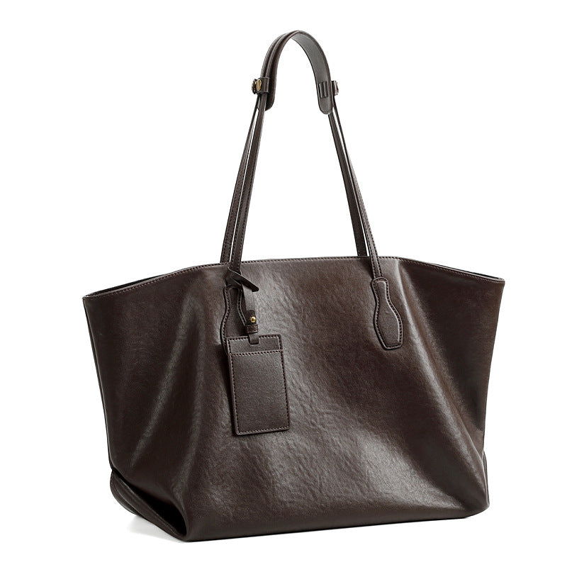 Women’s Retro Leather Large Capacity Tote Bag-RAIIFY