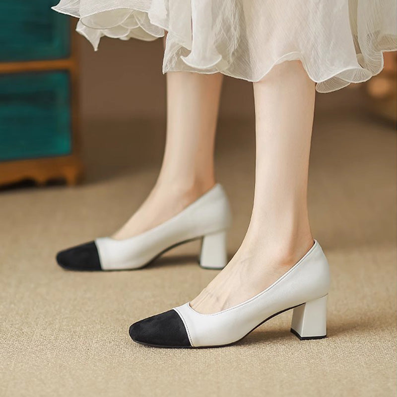 Women Fashion Minimalist Mid Heel Dress Pumps-RAIIFY