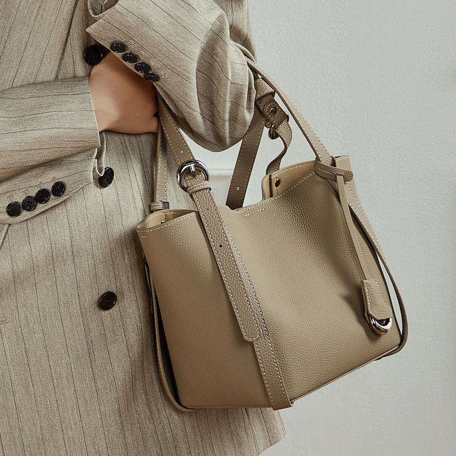 Women’s Stylish Leather Convertible Bucket Bag-RAIIFY