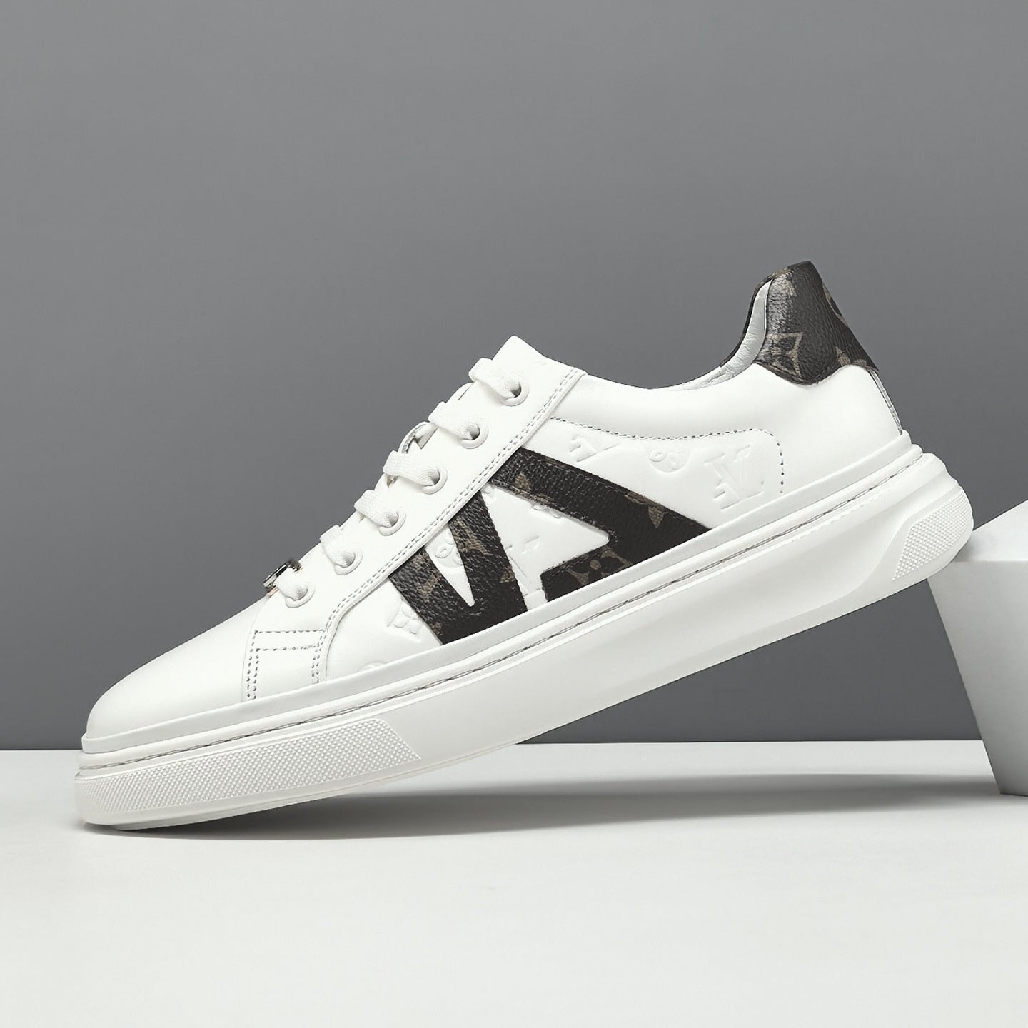 Men's Fashion Embosed Leather Flat Casual Shoes-RAIIFY