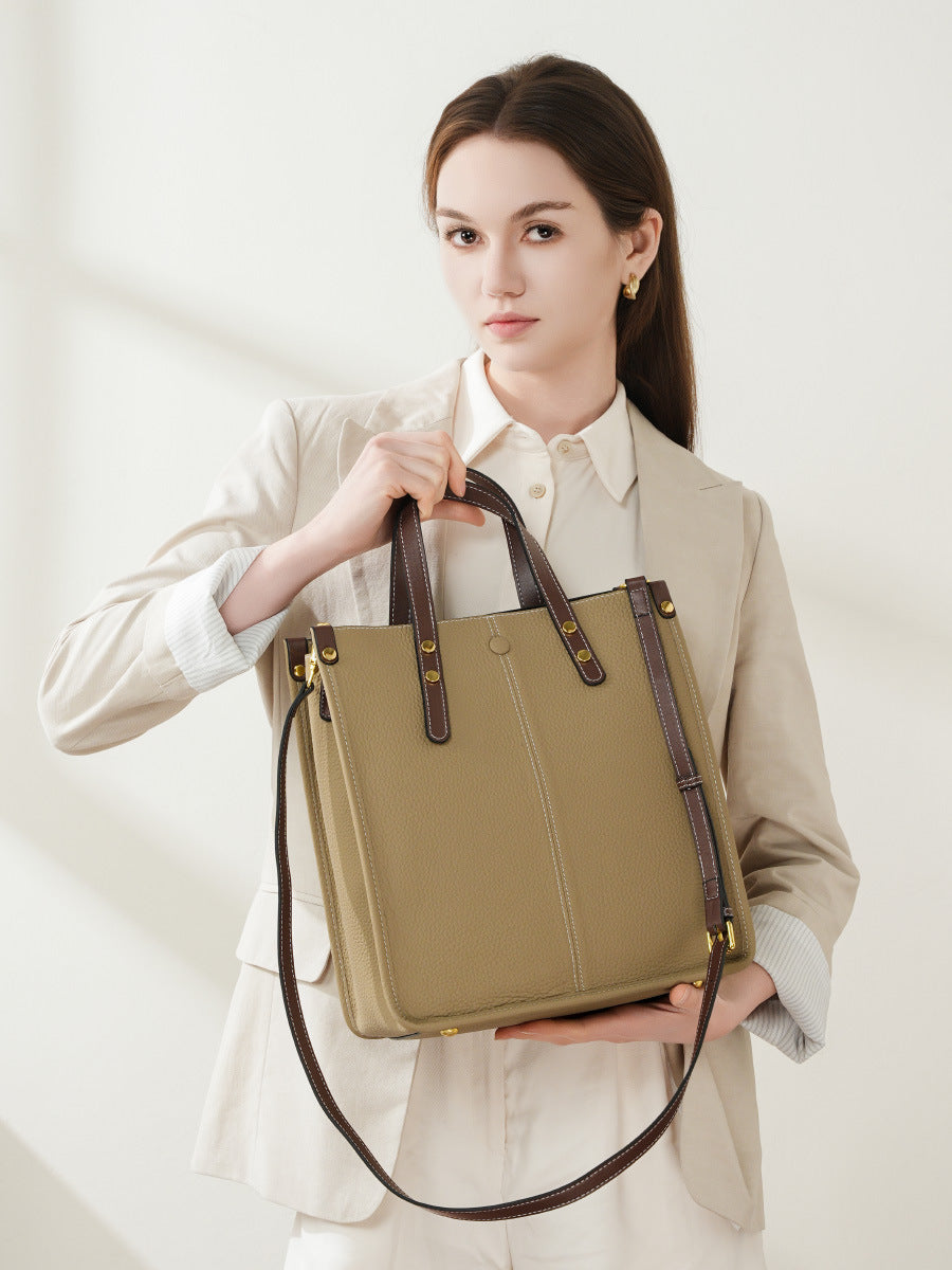 Women's Fashion Leather Vertical Tote Bag-RAIIFY