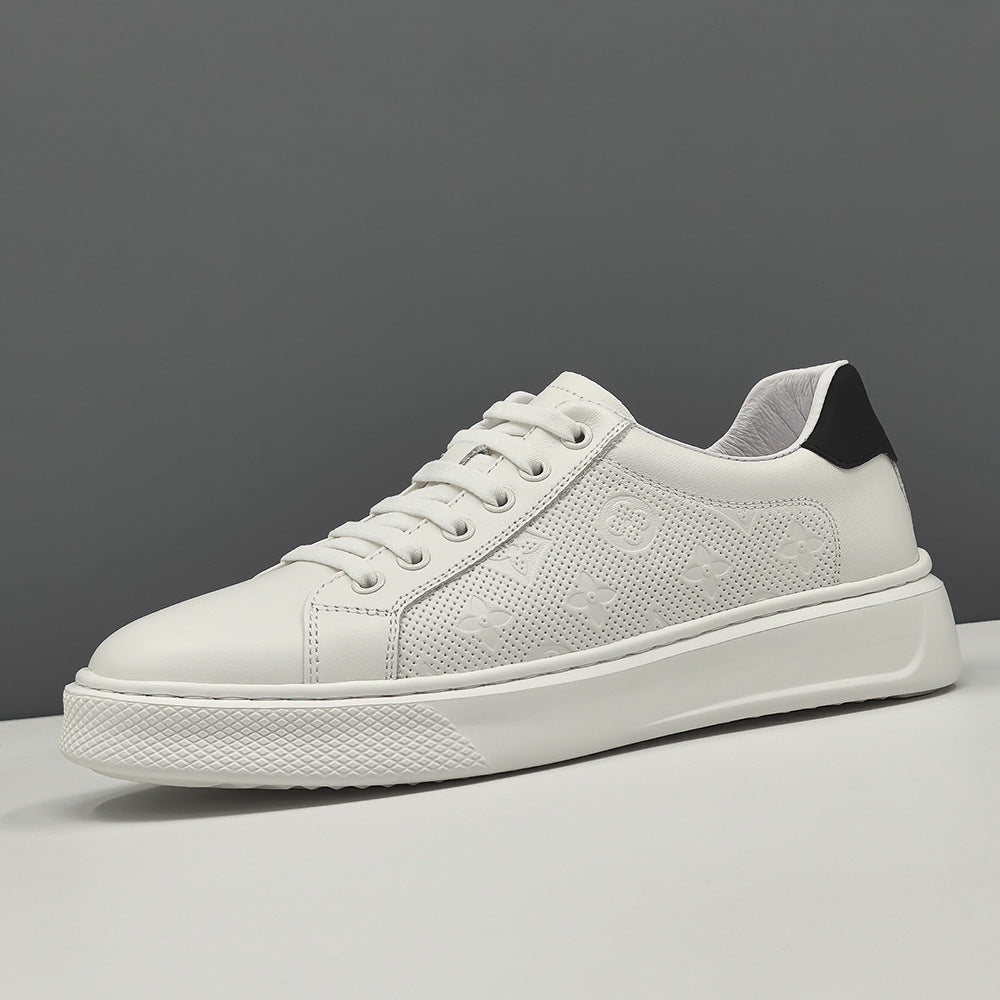 Men Fashion Breathable Leather Elastic Lace Flat Casual Shoes-RAIIFY