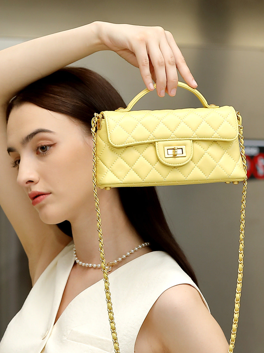 Women's Fashion Plain Quilted Leather Cross Body Bag-RAIIFY