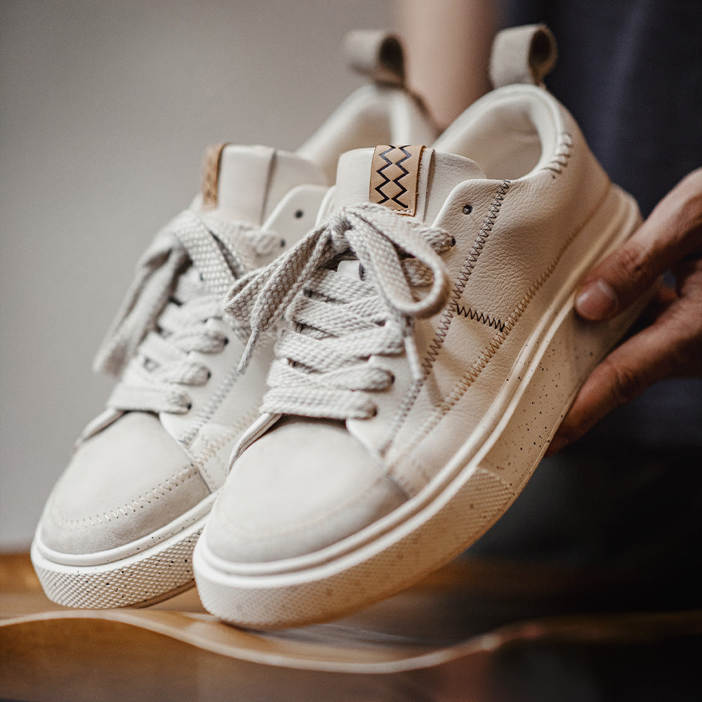 Men's Minimalism Quilted Leather Low Top Casual Sneakers-RAIIFY