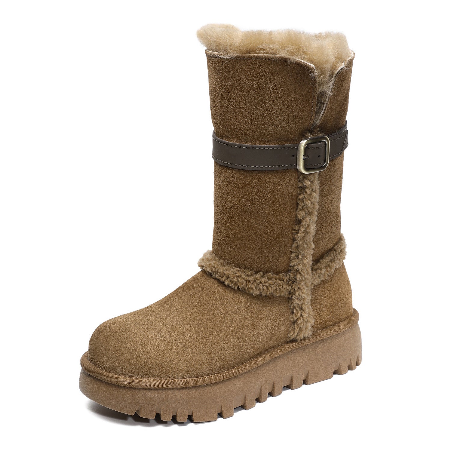 Women's Retro Suede Comfort Mid-Calf Snow Boots-RAIIFY