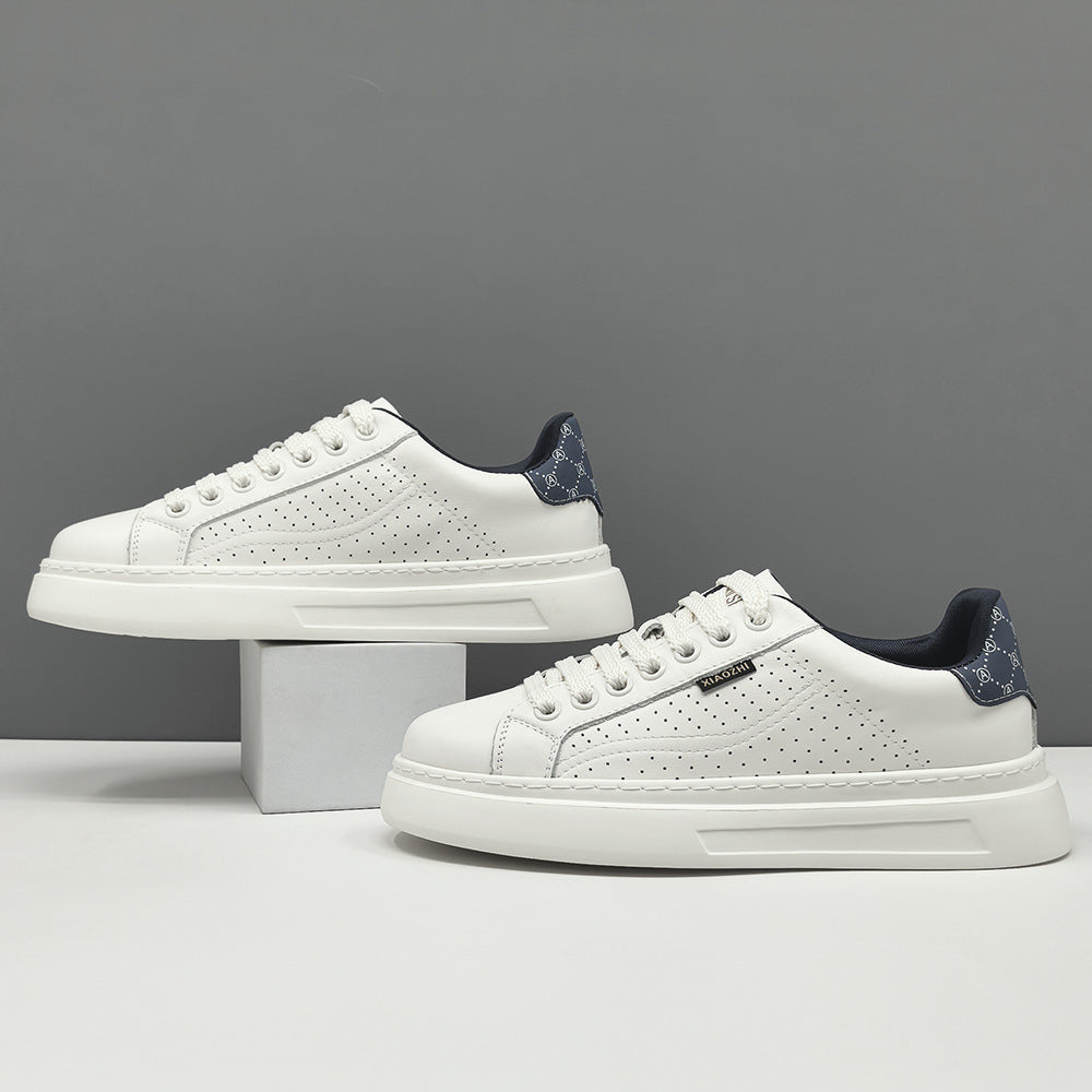 Men's Stylish Quilted Leather Flat Court Sneakers-RAIIFY