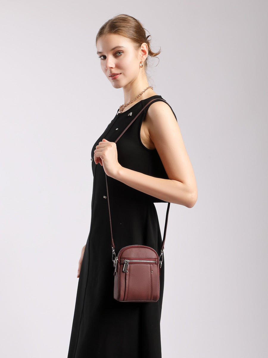 Women's Grain Leather Mini Crossbody Bag-RAIIFY