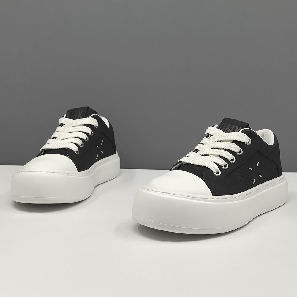 Men Minimalism Solid Leather Flat Casual Shoes-RAIIFY