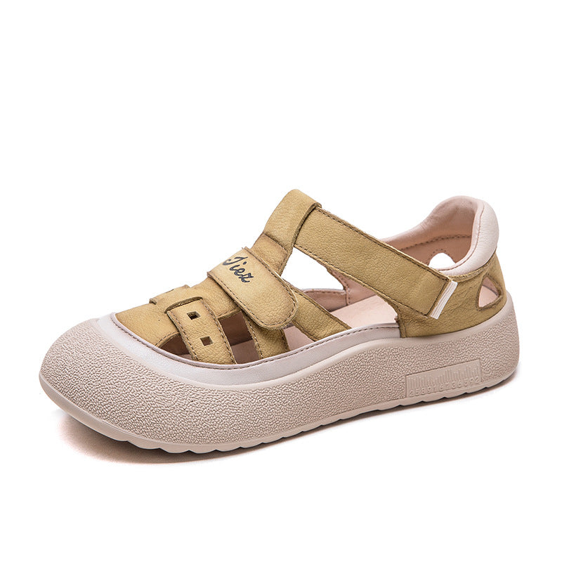 Women Summer Leather Casual Velcro Sandals-RAIIFY