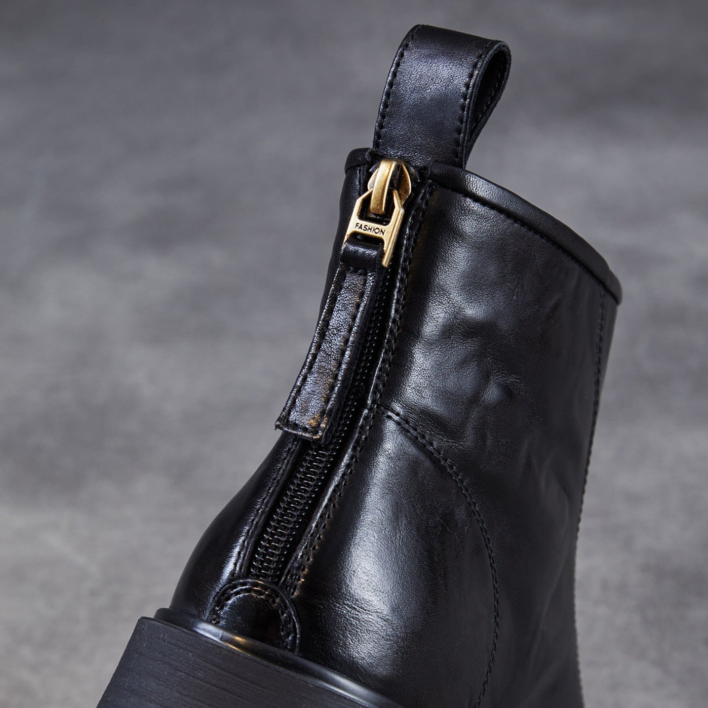 Women's Plain Leather Furred Winter Ankle Boots-RAIIFY