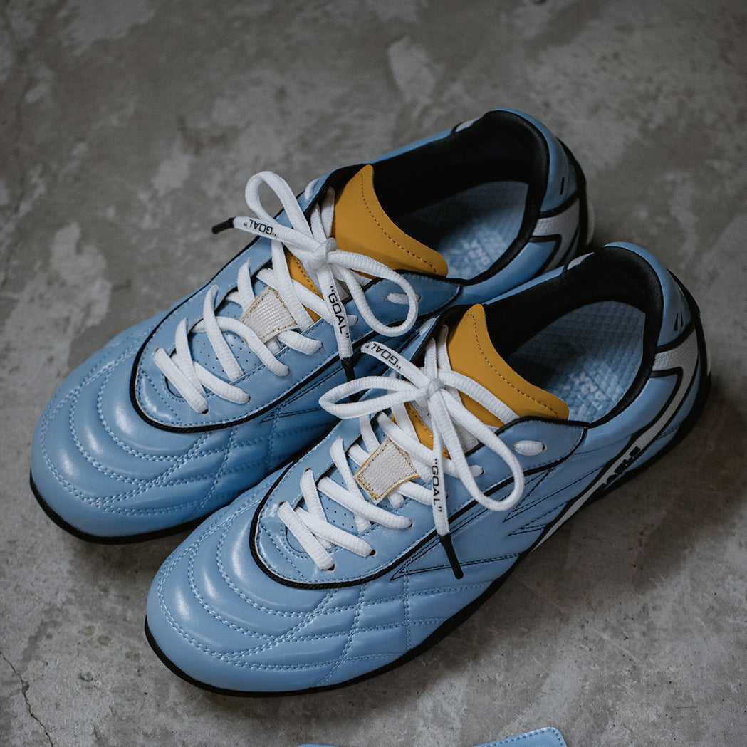 Men's Quilted Leather Blue Low Top Training Sneakers-RAIIFY