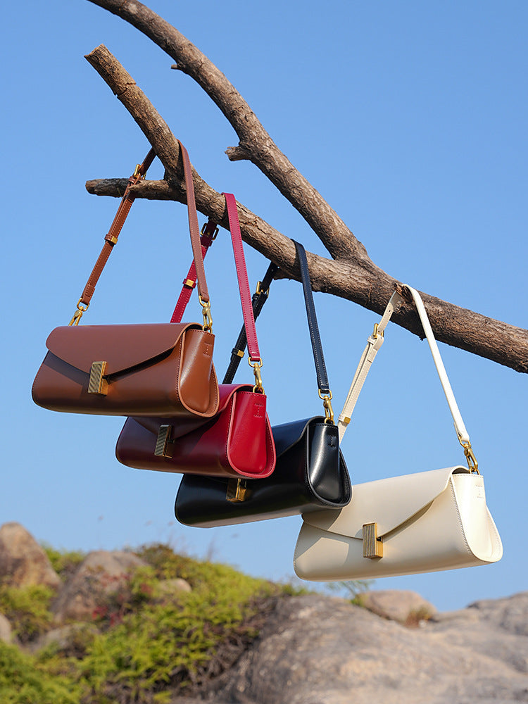 Women's Stylish Plain Leather Casual Shoulder Bag-RAIIFY