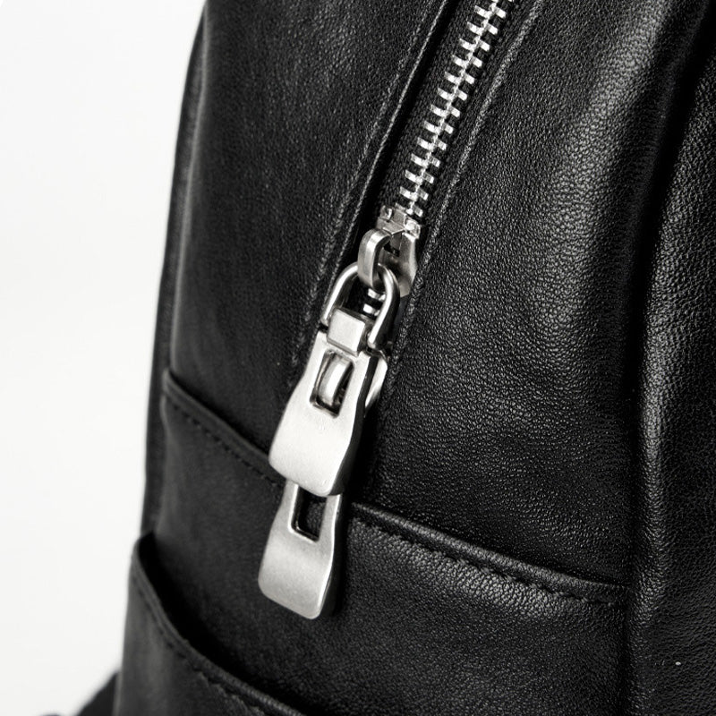 Women Minimalism Soft Plain Cowhide Mini Backpack-RAIIFY