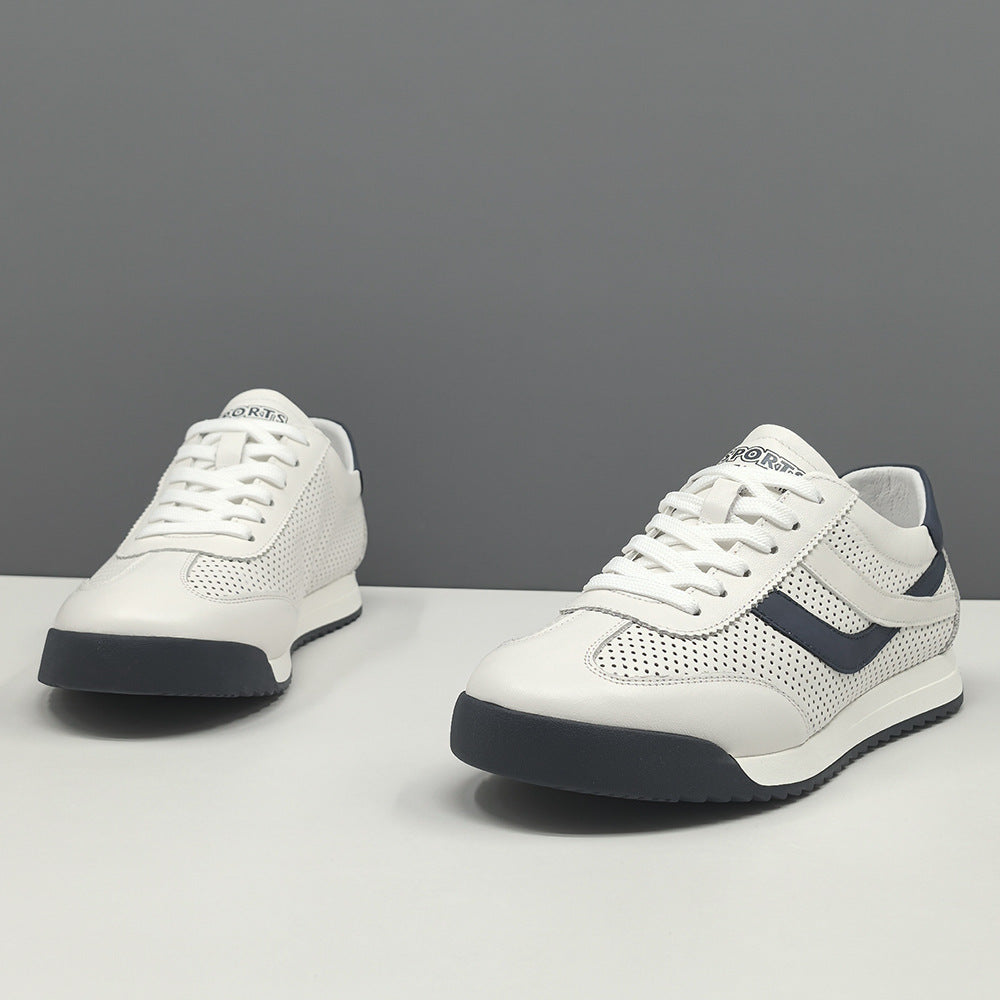 Men Fashion Hollow Leather Flat Casual Sneakers-RAIIFY