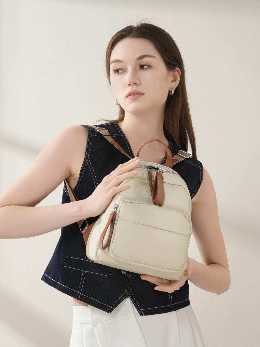 Women Minimalism Fashion Cowhide Casual Backpack-RAIIFY