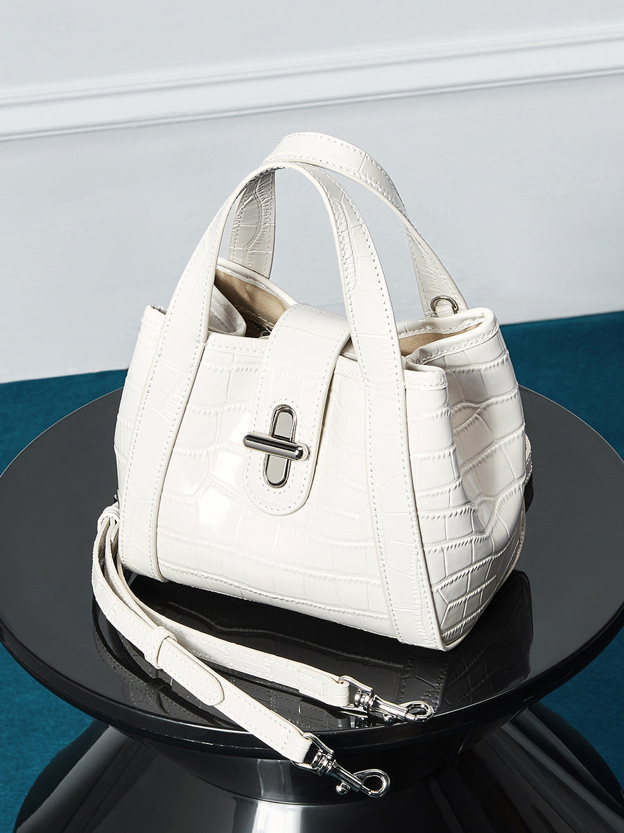 Women's Plain Croc Embossed Leather Cross Body Handbag-RAIIFY