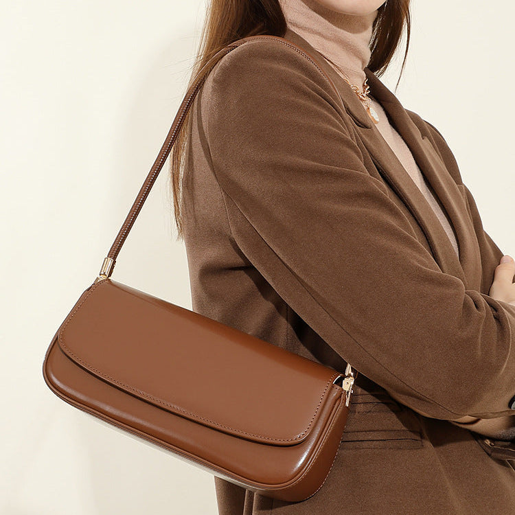 Women's Plain Leather Casual Shoulder Bag-RAIIFY