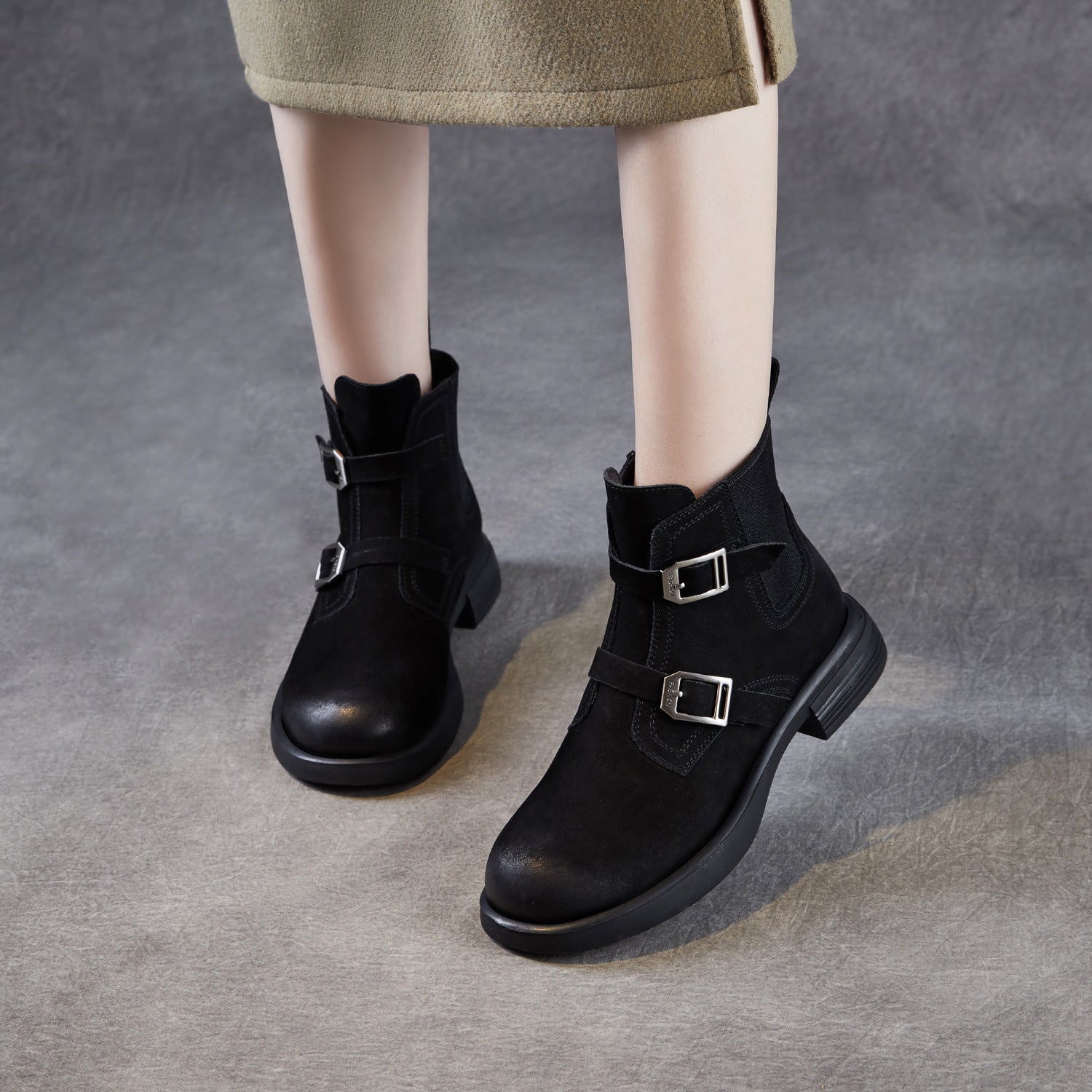 Women's Retro Suede Flat Ankle Boots-RAIIFY