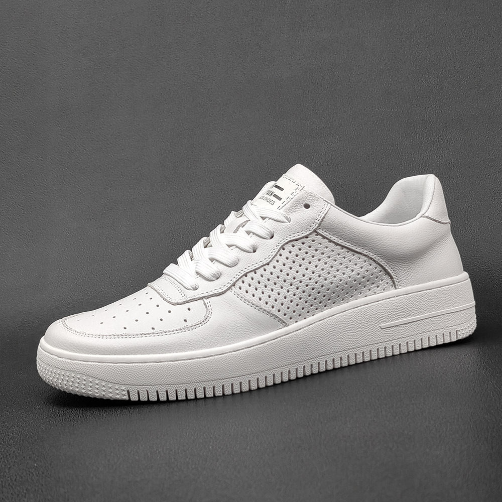 Men Fashion Pure White Casual Skate Sneakers-RAIIFY