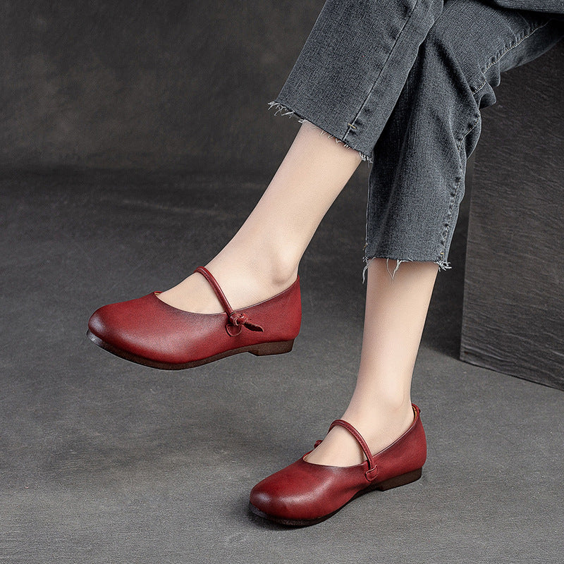 Women Retro Leather Soft Comfort Casual Flats-RAIIFY
