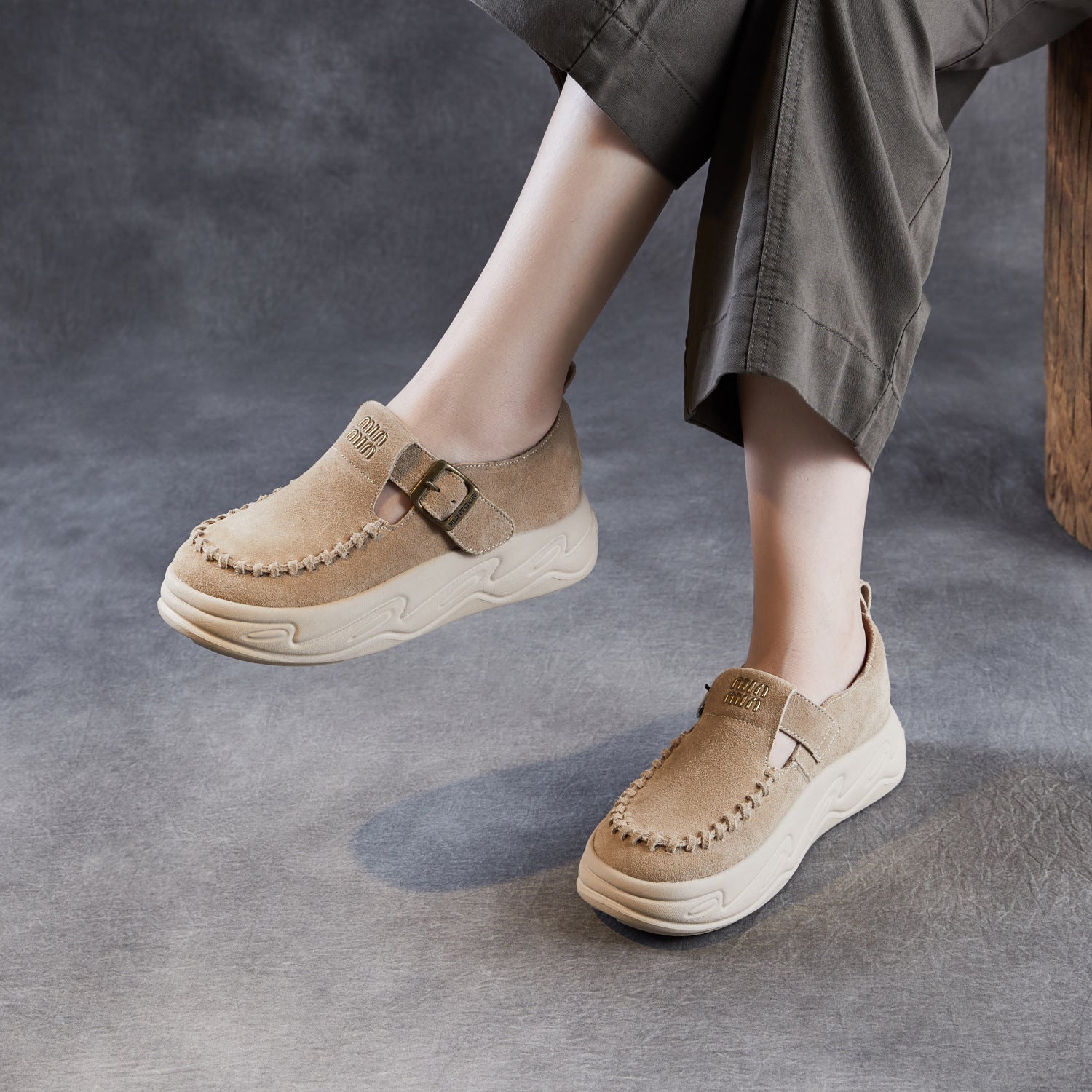 Women's Retro Leather Casual Platform Shoes-RAIIFY