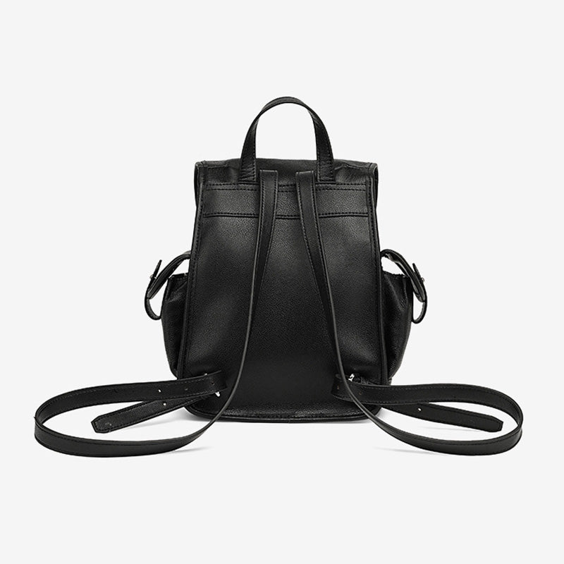 Women's Minimalist Plain Leather Casual Backpack-RAIIFY