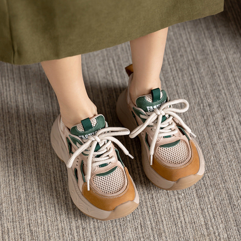 Women's Color Matching Hollow Platform Casual Shoes-RAIIFY