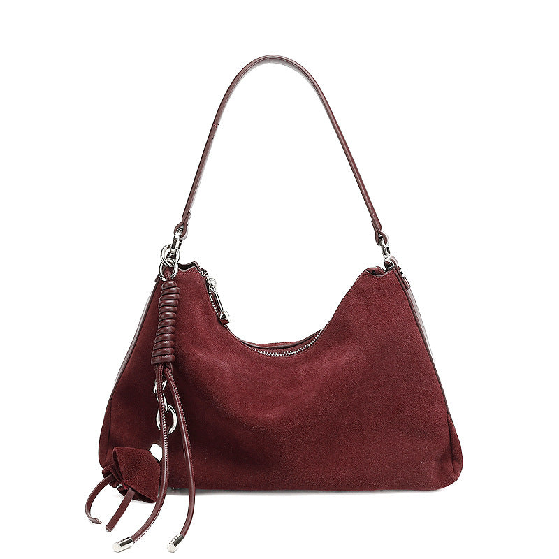 Women’s Retro Plain Suede Leather Shoulder Bag-RAIIFY