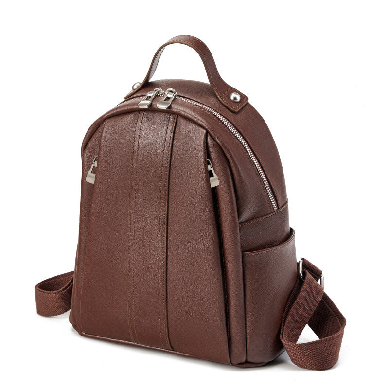 Women Minimalism Soft Plain Cowhide Mini Backpack-RAIIFY