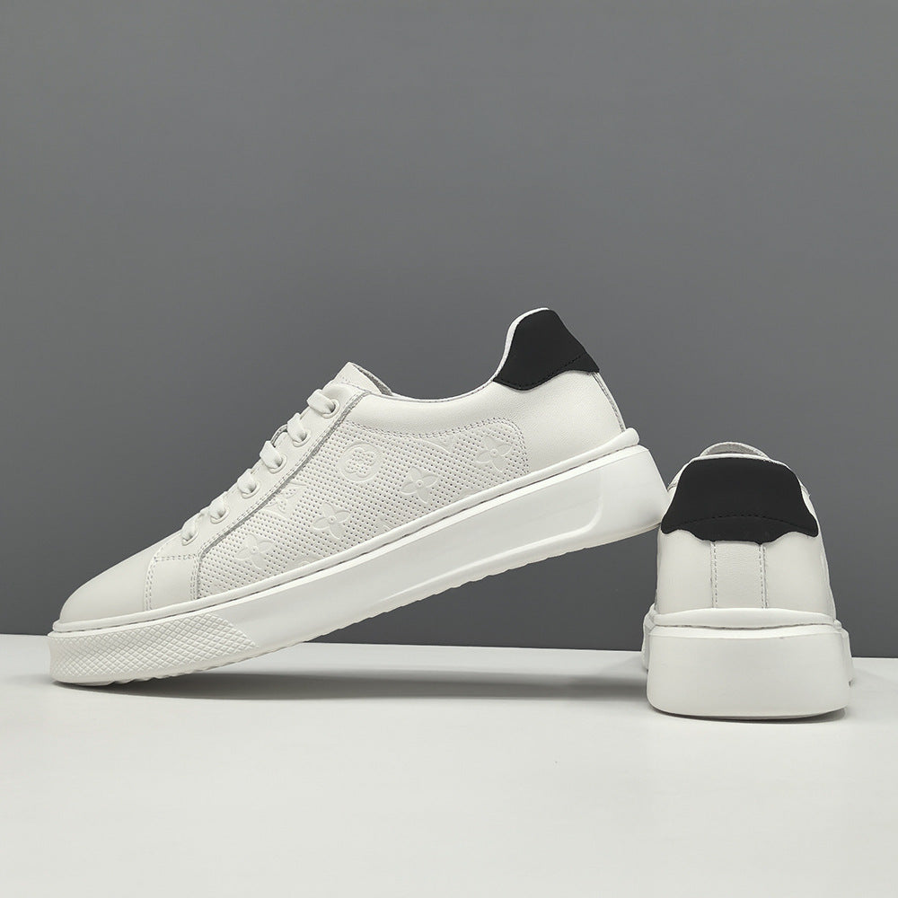 Men Fashion Breathable Leather Elastic Lace Flat Casual Shoes-RAIIFY