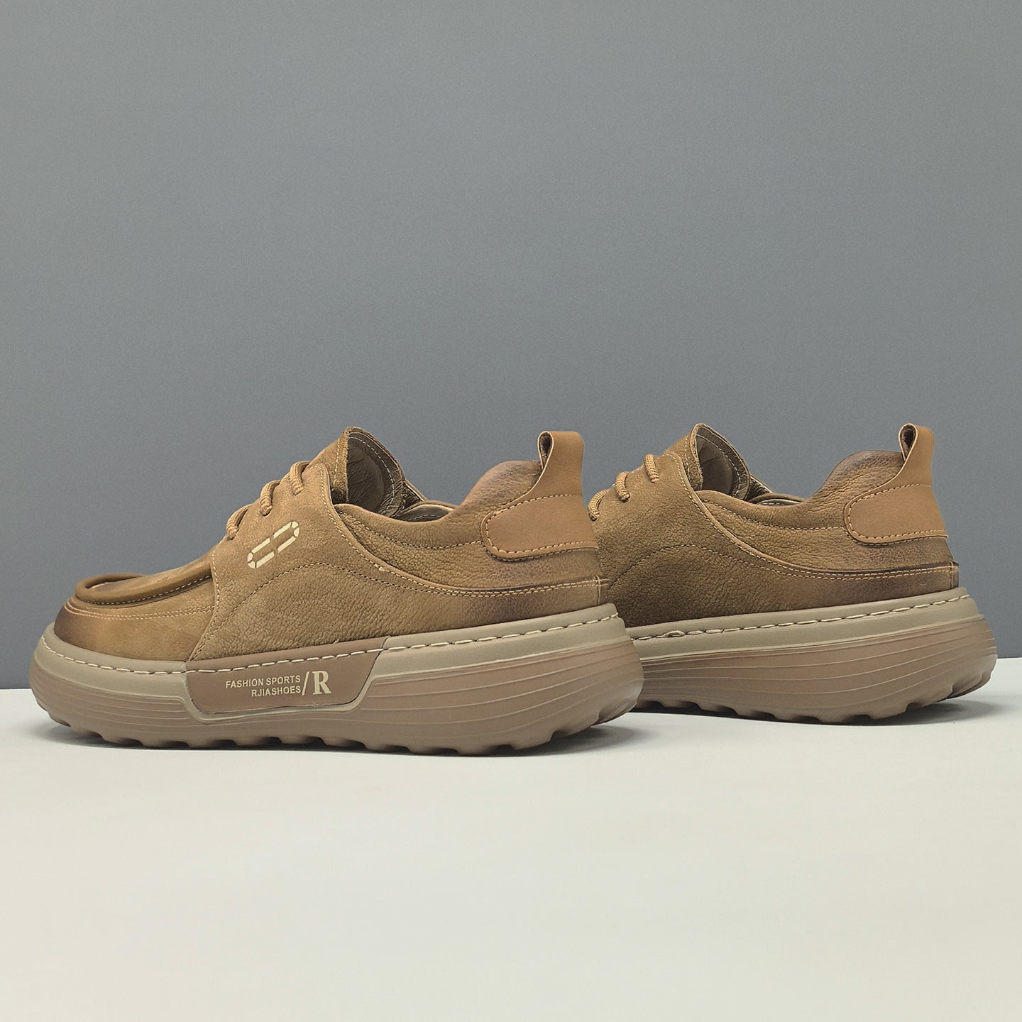 Men's Retro Plain leather Flat Casual Shoes-RAIIFY