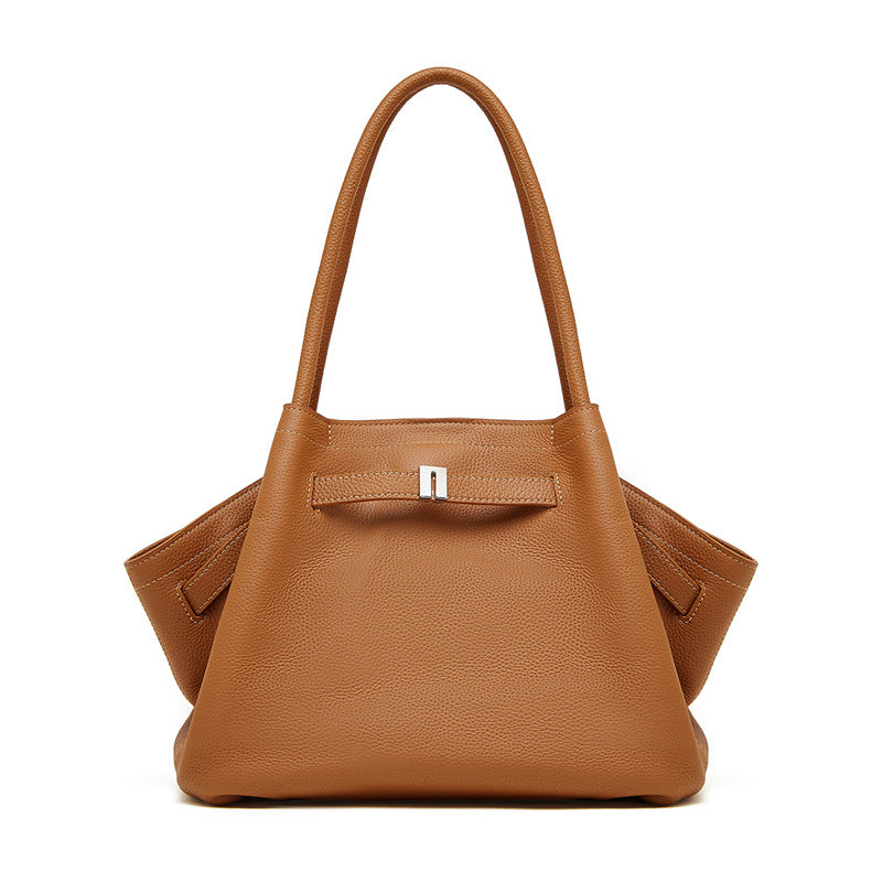 Women's Stylish Plain Cowhide Casual Shoulder Tote Bag-RAIIFY